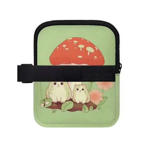 BYCHECAR Cat Gym Cup Pouch Mushroom Water Bottle Pouch for Stanley IceFlow 20oz 40oz Tumbler Pouch with Adjustable Strap Wrist Bag for Running Phone Holder Pocket