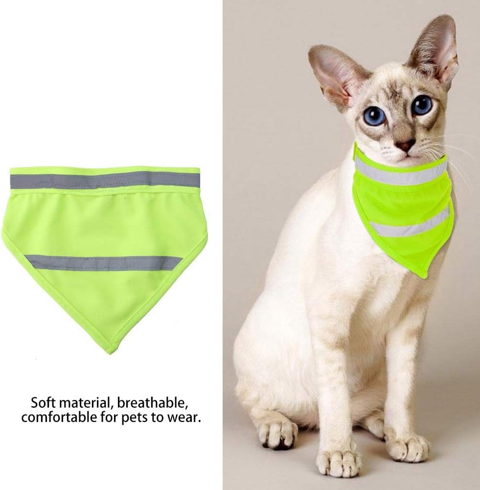 1pcs/Set Pet Bandanas Safety Reflective Strip Night Collar Medium & Small Dogs Puppy Triangle Scarf Bib Neckerchief(M-Fluorescent Yellow)