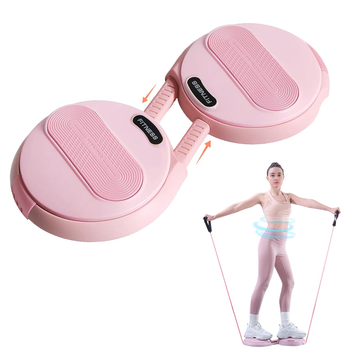 kisnbld Ab Twister Board, Waist Twister Machine with Resistance Bands, Waist Twisting Disc for Core & Ab Exercise, Foot Massage, Ideal for Slimming Workout