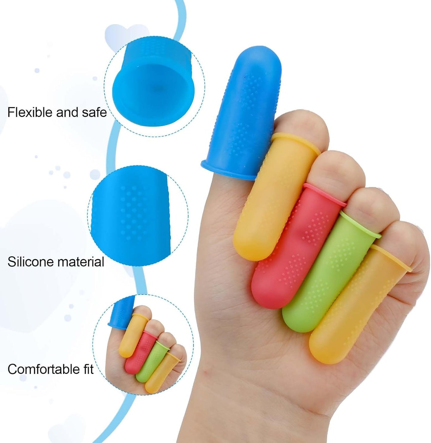 24 Pcs Silicone Hot Glue Finger Caps Finger Protector 3 Sizes Rubber Fingers Covers Anti-Slip Crochet Finger Guard Reusable Finger Protector Sleeve Tips Guard for Sewing Sorting Paper Ironing