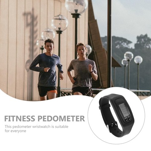 Silicone Fitness Tracker Watch: Electronic Pedometer Bracelet for Men, Women, and Kids - Ideal for Walking (Black)