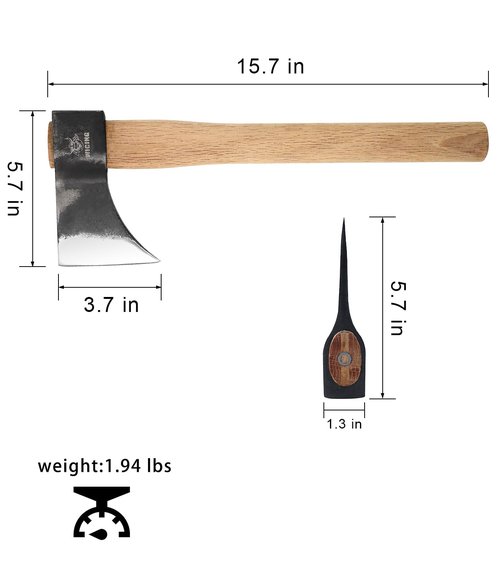 WICING 15.7" Throwing Axe, 1065 Manganese Steel Throwing Hatchet Beech Wood Handle for Axe Throwing Competitions - 3 Pack