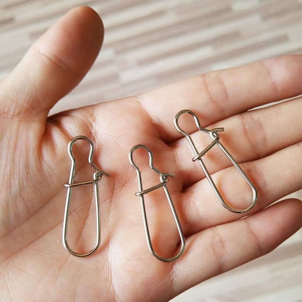 100-200pcs Fishing Duo-Lock Snap, Hooked Snap Size 000#-8# 7LB-210LB Freshwater Saltwater Stainless Solid Wires Quick Change Safe Lock