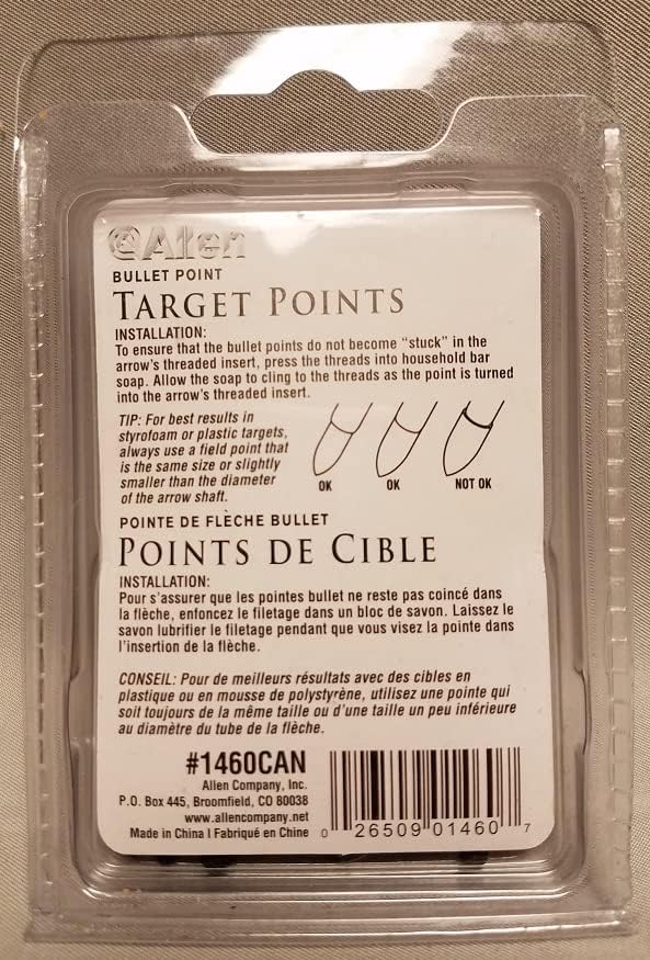 Allen Company Archery Bullet Points - Soft Arrow Tips for Target Practice - Screw-On Design - Reduces Wear and Tear on Targets - Multiple Sizes/Grain - 12-Pack - Black