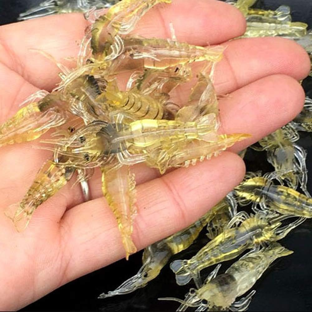 10 Pcs Soft Shrimp Bait Fishing Gear Simulation Fake Bait Grass Shrimp Lures Cost-Effective Convenient Soft Lures, Baits and Attractants(4cm)