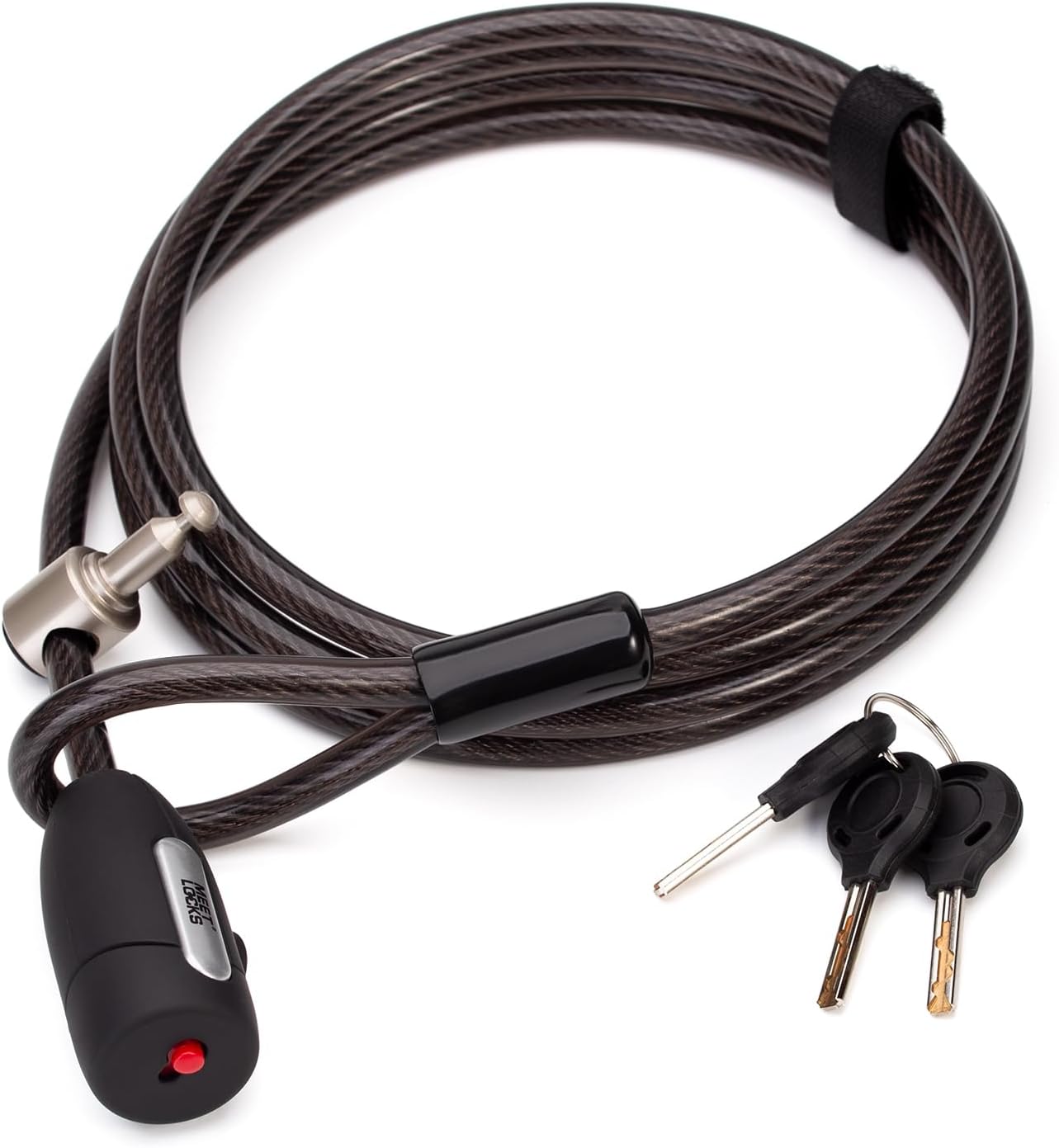 Bike Cable Lock,8ft Adjustable Steel Cable Lock,Cable Dia.10mm Portable Coiling Steel Loop Lock with 3 Keys for Outdoor Equipment, Bicycles, Scooters, Fence, Gate (Black)