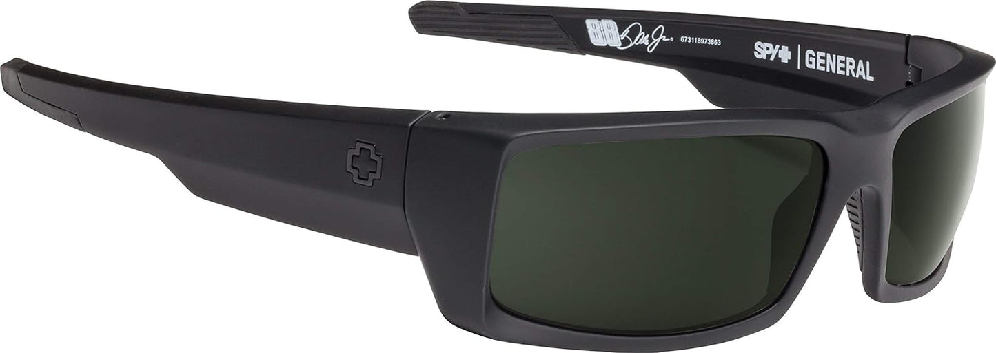 Spy Optic Women's Rectangular General Soft Matte Black Happy Gray Green, Multi, One Size + 62
