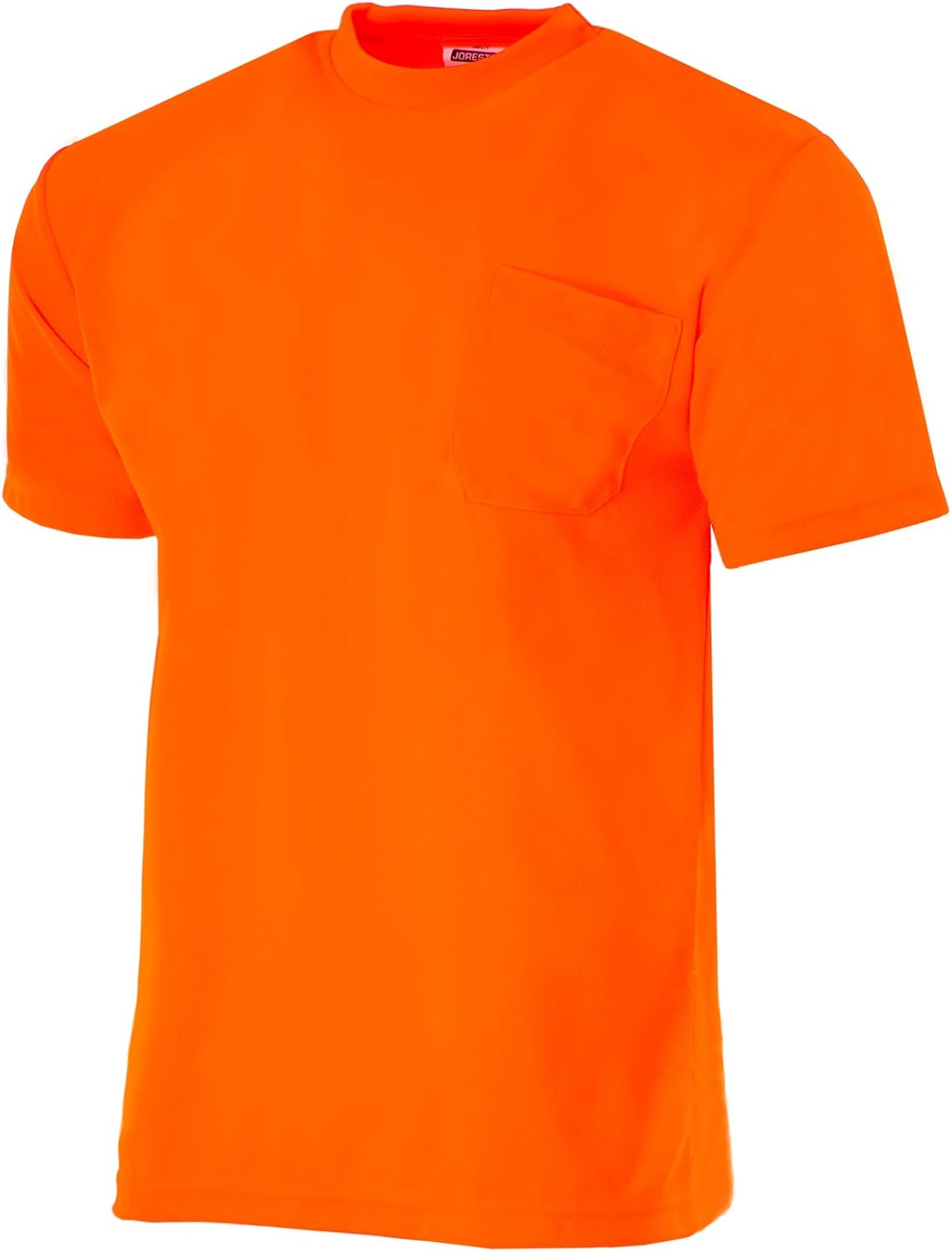 JORESTECH Safety High Visibility Orange or Yellow Short Sleeve Work T Shirt with Chest Pocket, Moisture Wicking Fabric