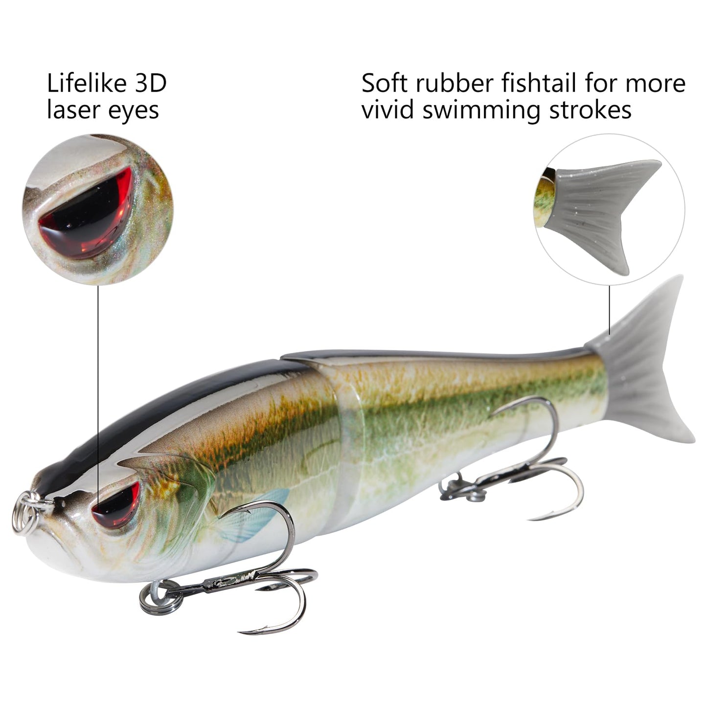 Bassdash SwimShad Glide Baits Jointed Swimbait Bass Pike Salmon Trout Muskie Fishing Lure