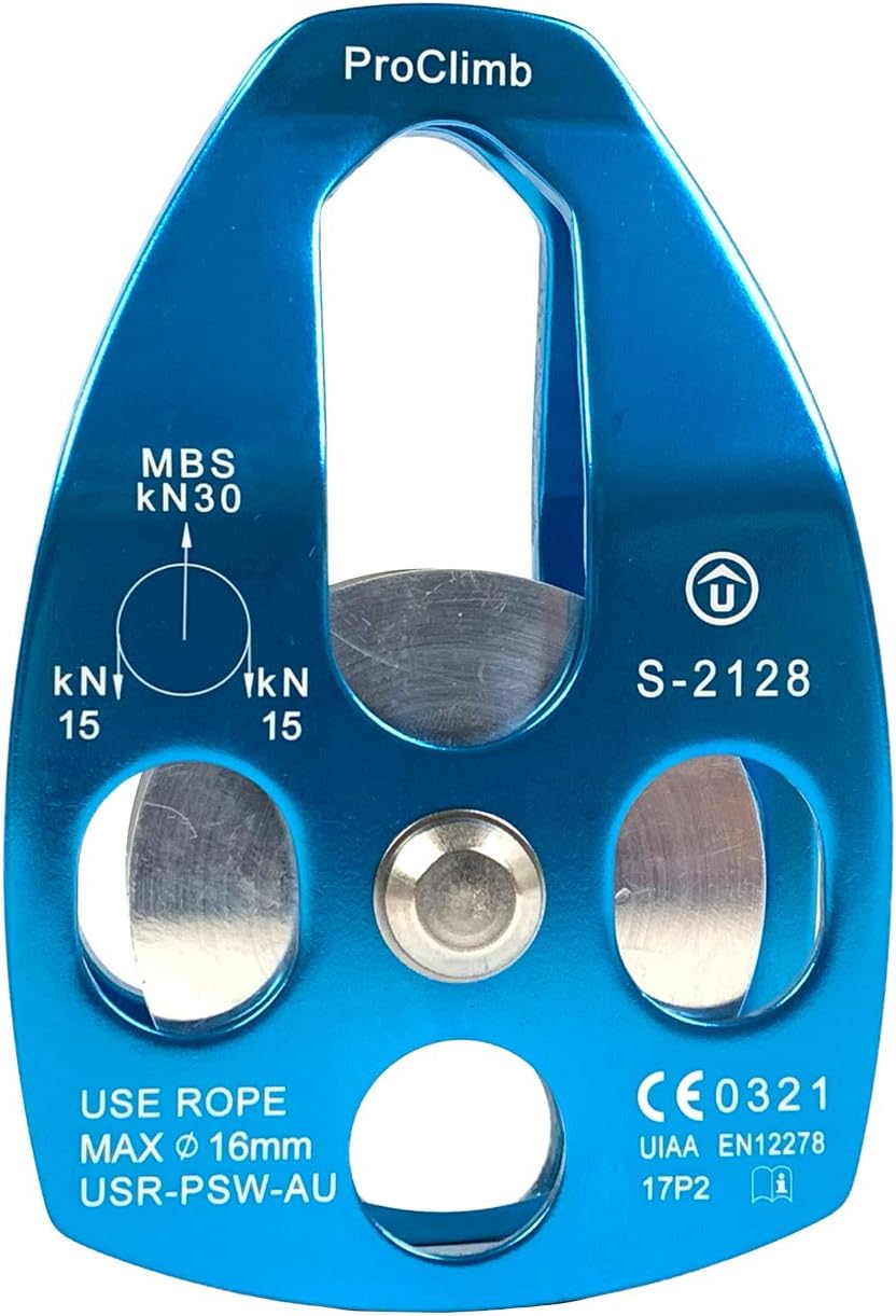 30kN Large Aluminum Rope Pulley - Single/Double Sheave, CE/UIAA Certified