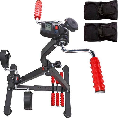 Pedal Exerciser Bike Hand Arm Leg and Knee Peddler Adjustable Fitness Equipment for Seniors, Elderly Home Dual Pedal Exercise Bike for Total Body, with Monitor - Great Gift for Elderly Rehab