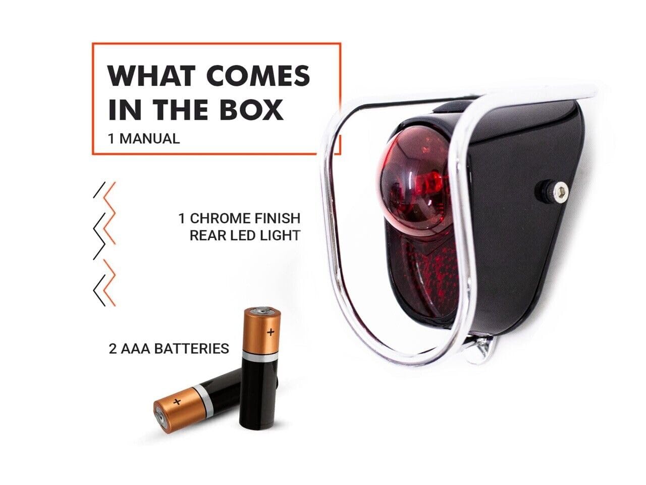 Rear LED Tail Lights for Bicycles - Gloss Black Vintage Style with Red Lens and Black Housing - Classic Tour Bike Velocipede Accessories (LM-002)