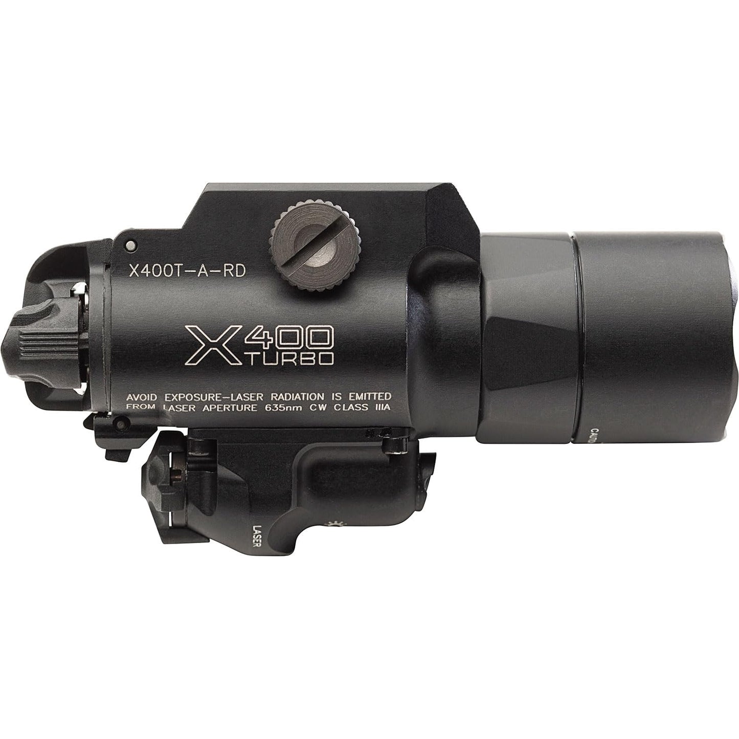 SureFire X400 Turbo 650 Lumen WeaponLight with 635 nm Red Laser, Universal/Pick Mount, 66,000 Candela, IPX4 Waterproof (X400T-A-RD)