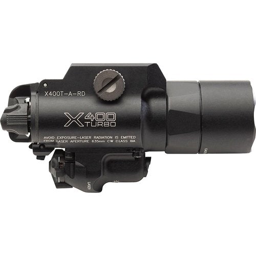 SureFire X400 Turbo 650 Lumen WeaponLight with 635 nm Red Laser, Universal/Pick Mount, 66,000 Candela, IPX4 Waterproof (X400T-A-RD)