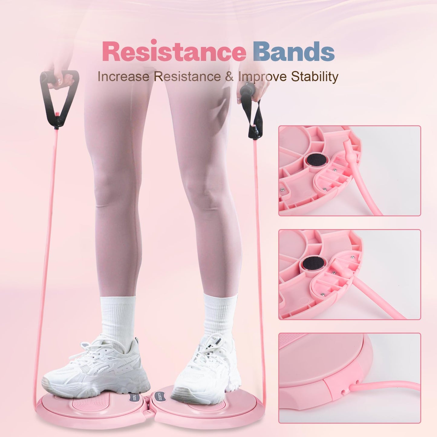 kisnbld Ab Twister Board, Waist Twister Machine with Resistance Bands, Waist Twisting Disc for Core & Ab Exercise, Foot Massage, Ideal for Slimming Workout