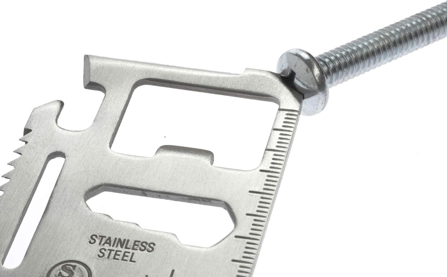 SE 11-Function Stainless Steel Survival Pocket Tool - Compact, Credit Card-Sized Multi-Tool with Leatherette Case - Ideal for Camping, Hiking, and Outdoor Activities- MT908-1