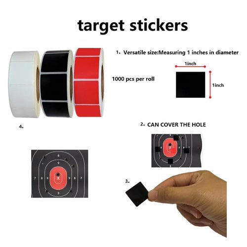 Chardime Target Stickers and Pasters for Shooting Practice - Target Pasters 1 inch 2 Rolls 2000 Pieces | Adhesive Markers for Shooting Range Targets(Black)