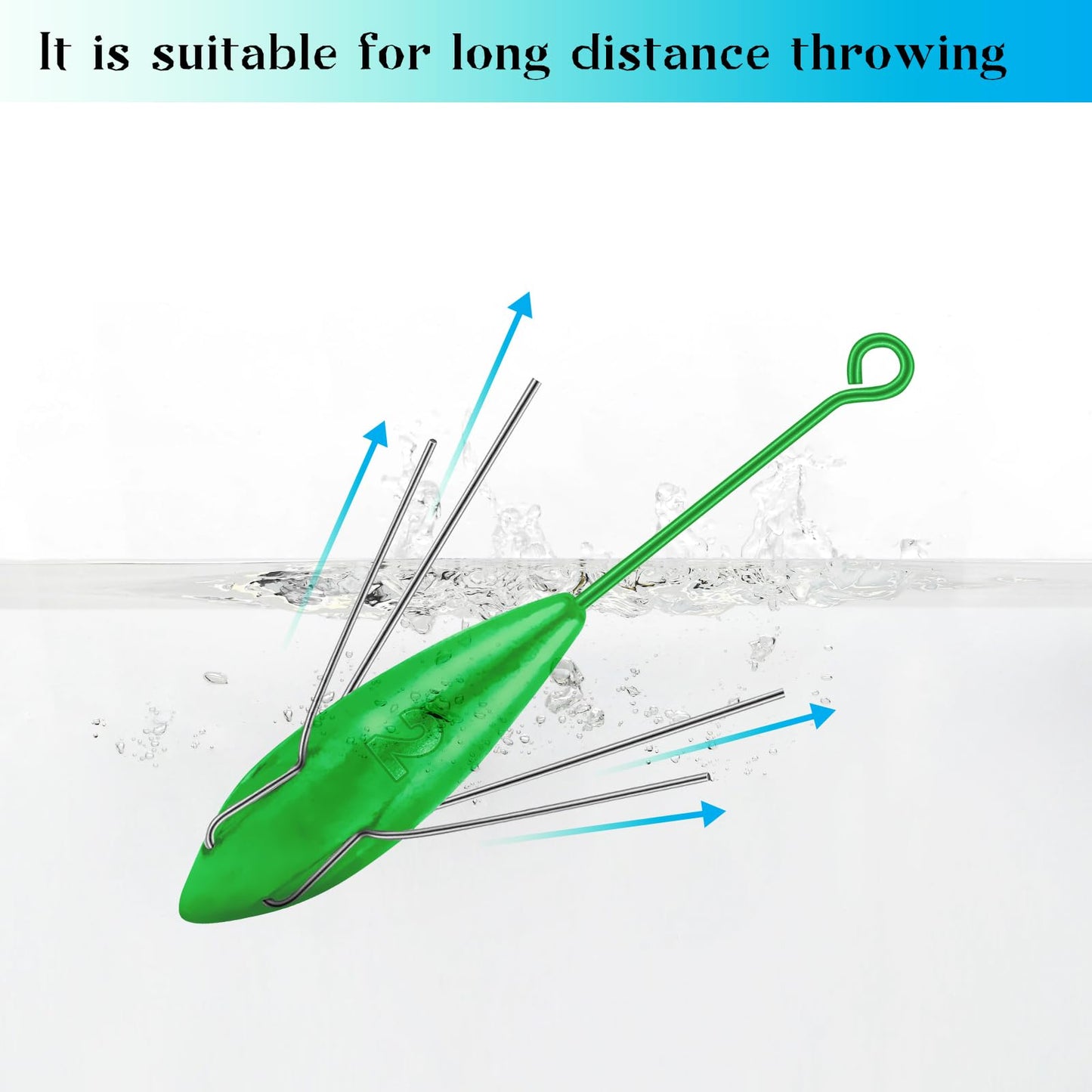 5 Pcs Sputnik Sinkers Surf Fishing Weight, Heavy-Duty Long Tail Fishing Weights Saltwater Surf Casting Sinkers,Fishing Weights Sinkers Spider Weights Surf Casting Sinkers(Green-2oz)