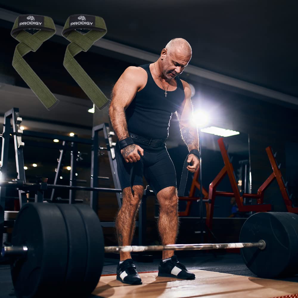 Premium Weightlifting Wrist Straps for Strength Training, Bodybuilding, Powerlifting, X-fit, Shrugs, Barbell, Deadlifts, Pull Ups, 23in for Extra Gripping Support - Plus Extra Padding - Dark Green