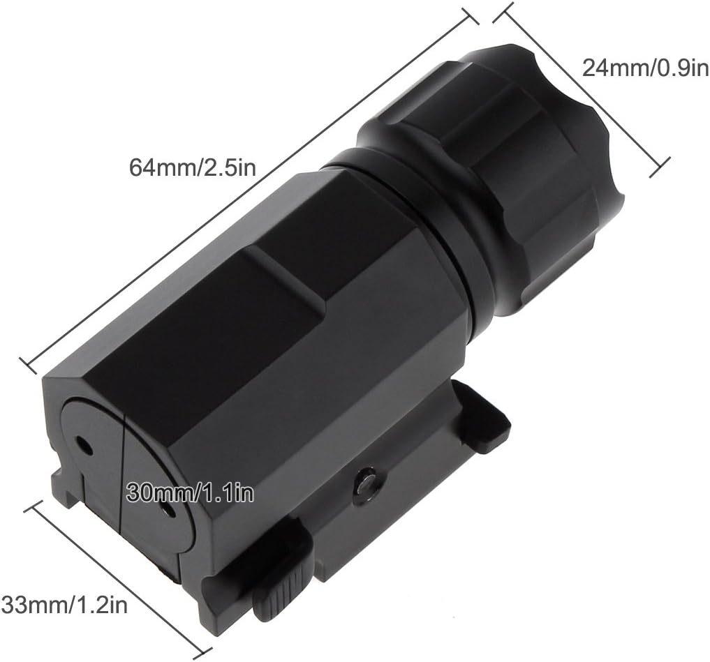 LED Tactical Strobe Gun Flashlight 2-Mode 600LM Pistol Handgun Torch Light with Quick Release Mount for Hiking, Camping, Hunting and Other Indoor/Outdoor Activities