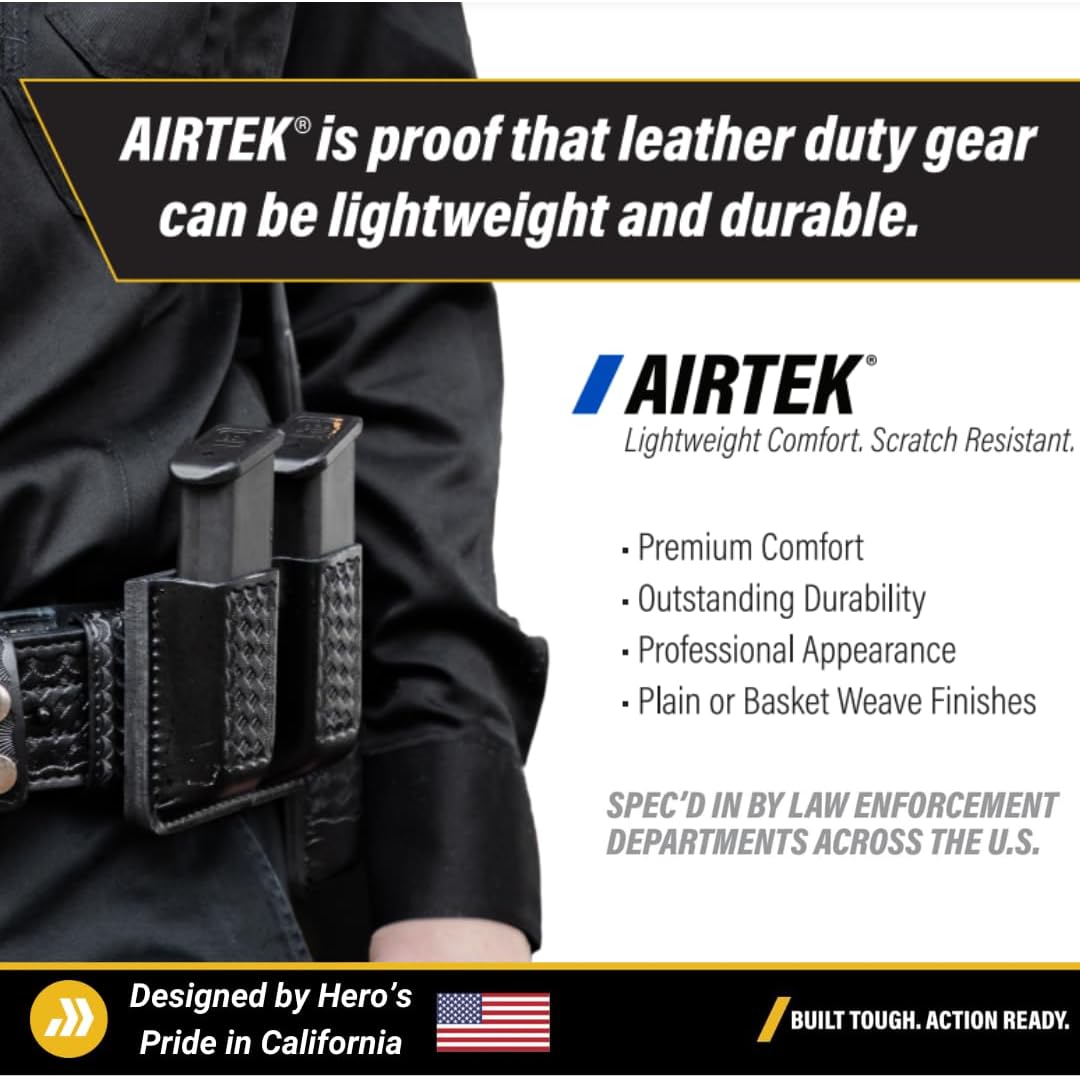 Hero's Pride AirTek Baton Ring for Duty Belt, PR-24 Side Handle Metal Baton Holder, Two Leather Reinforced Metal Snaps for Secure Fit, Easy Install and Quick Access for Law Enforcement