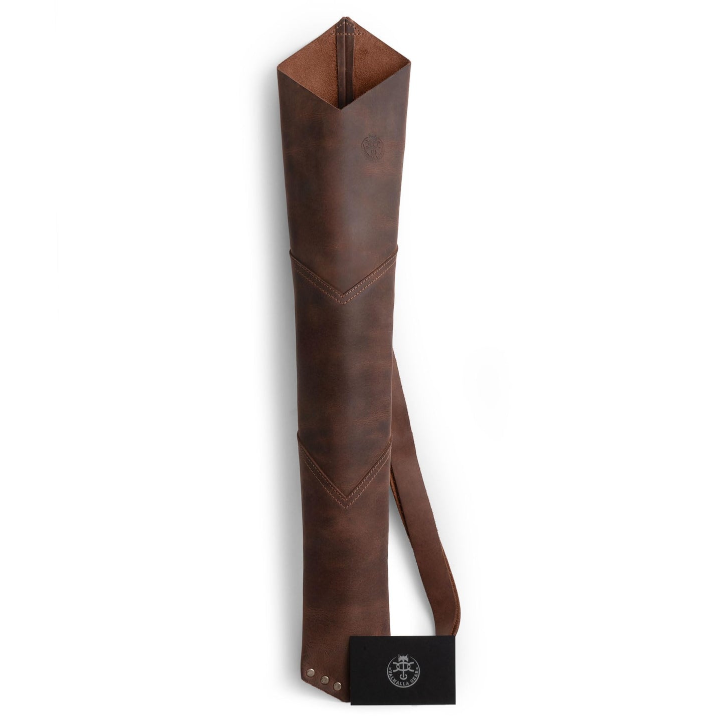 Valhalla Gear, Back Arrow Archery Quiver, Vintage Holder for Shooting Practice, Training, Full Grain Leather, Handmade Archer Accessories, Bourbon Brown