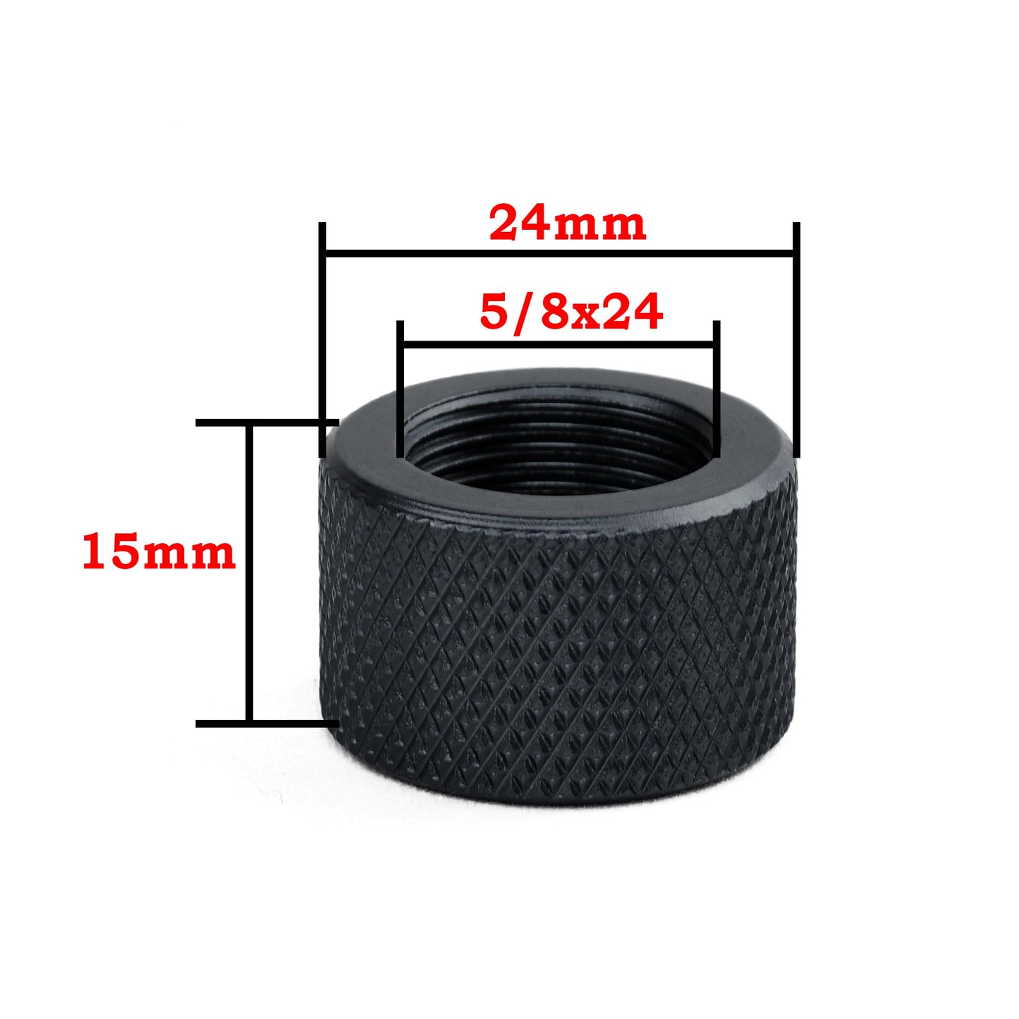 5/8 inch x24 Thread Protector Aluminum w/ 5/8 inch x24 Crush Washe (5/8x24-Black)