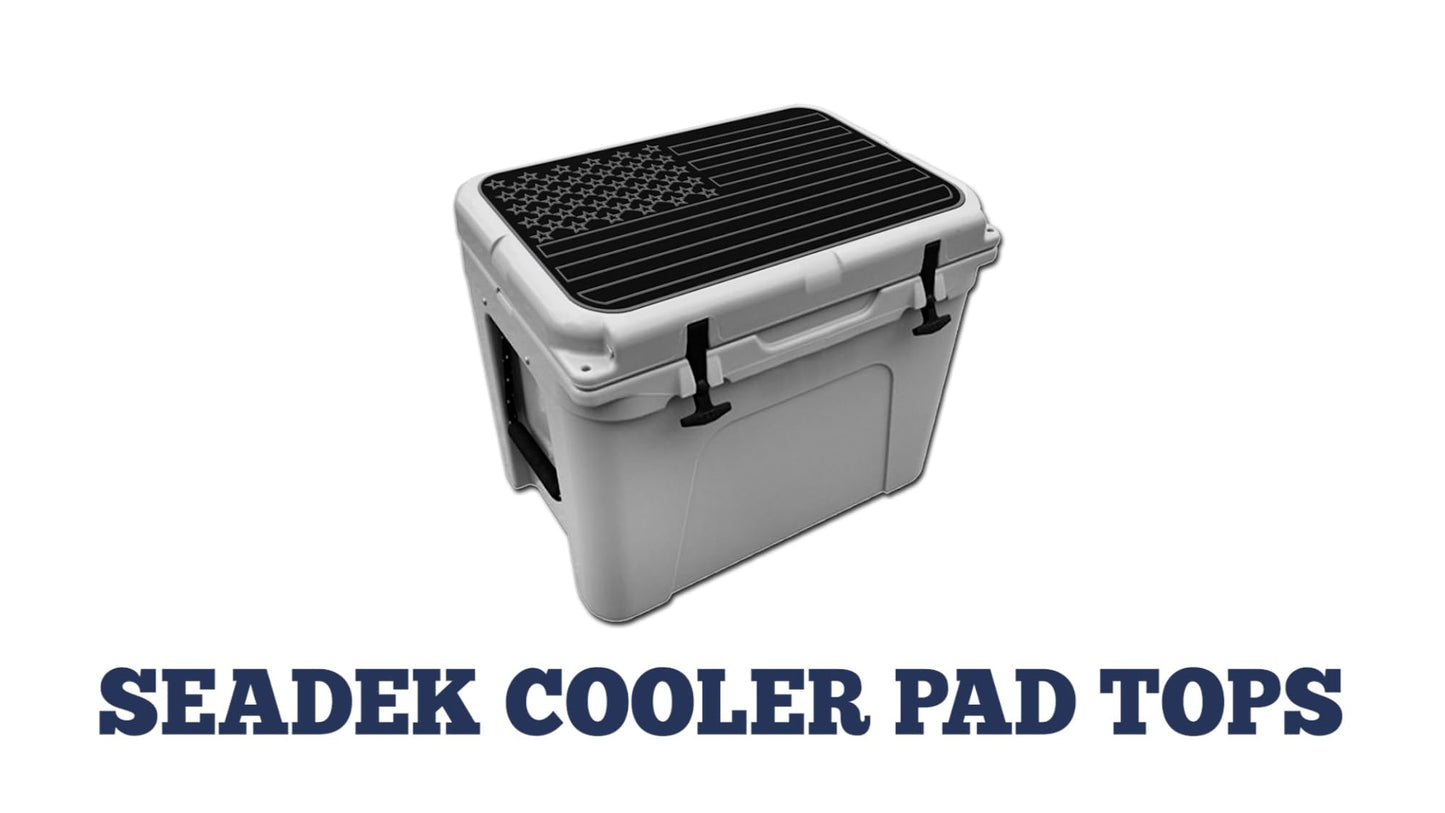 USATuff SeaDek EVA Mat Cooler Pad fits YETI 15 Roadie New | Peel & Stick Application | Non Slip Comfort Accessories - US Flag Design (Black-StormGray)