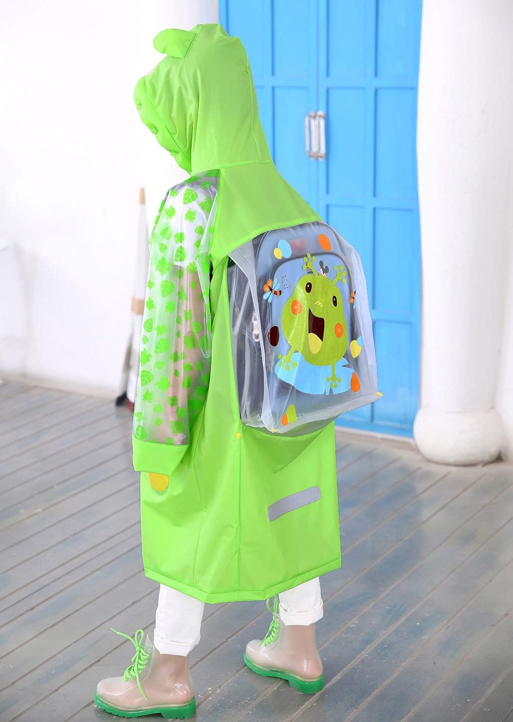 Kids Rain Coat for Kids Raincoat Girls Boys Reusable Rain Poncho Jacket Gear Schoolbag Position Packable Rainwear