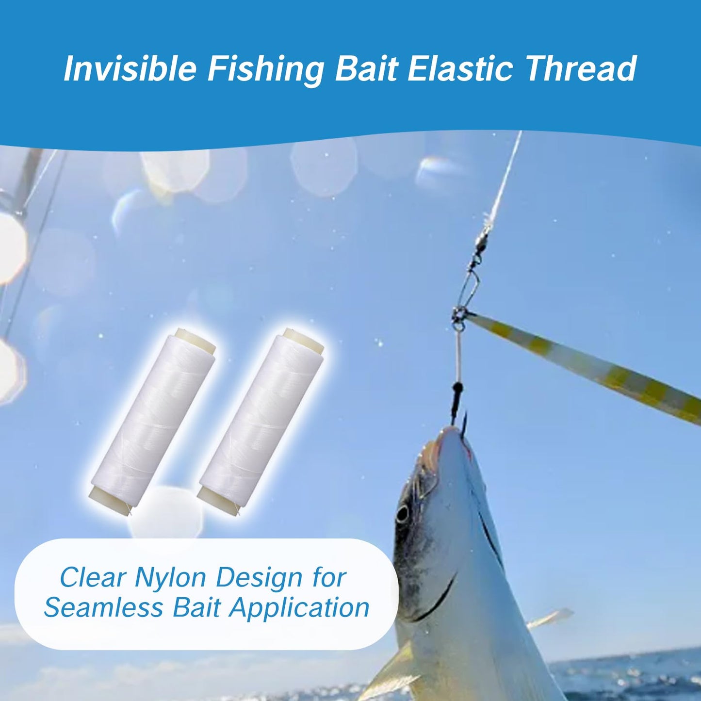 BRBASAP 2Pcs Magic Thread for Fishing 0.2 mm Elastic Invisible Bait Line 656 Feet Per Spool with Clear Storage Case Perfect for Wrapping Threading and Fishing Twine Holder