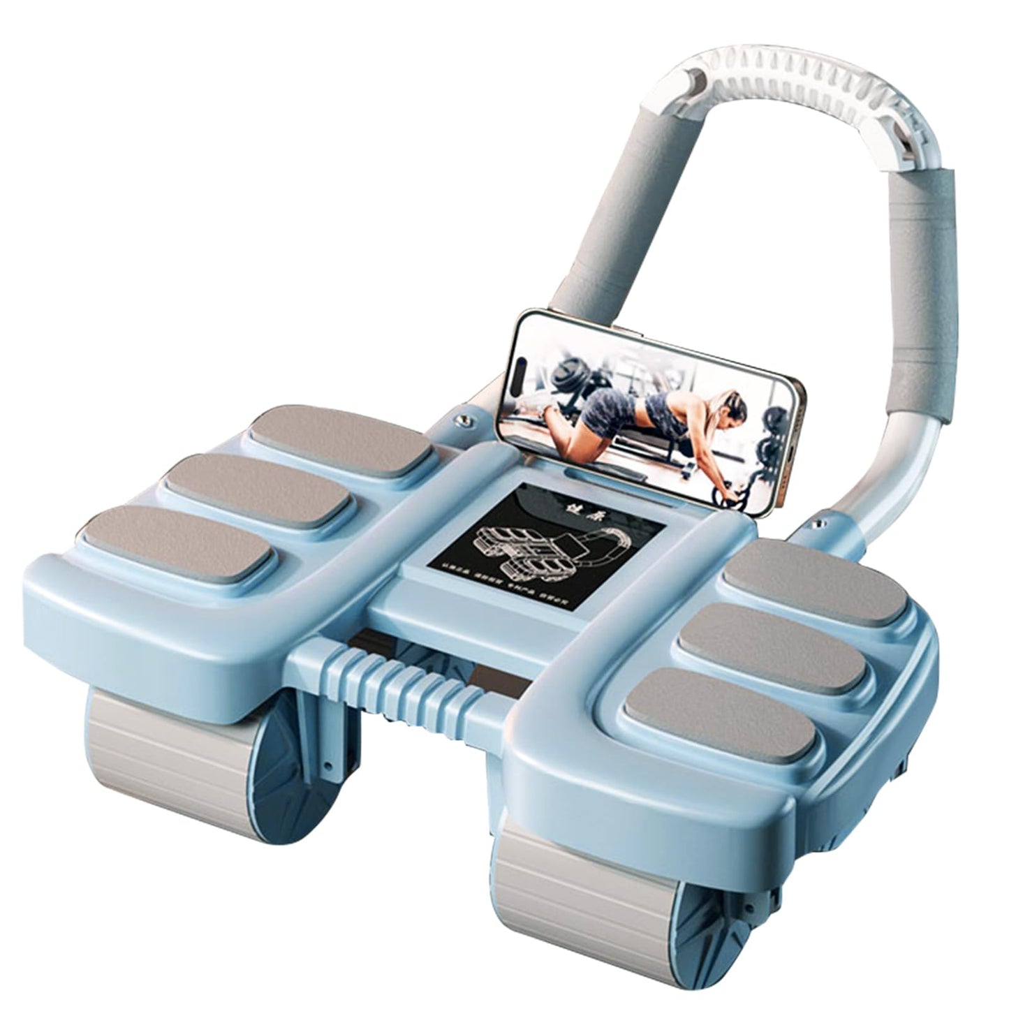 2025 New Ab Wheel Roller with Elbow Support - Automatic Rebound Abdominal Wheel Roller, The Upgraded Four-wheel Abdominal Wheel Core Workout Equipment Home Gym Abs Machine (Blue)