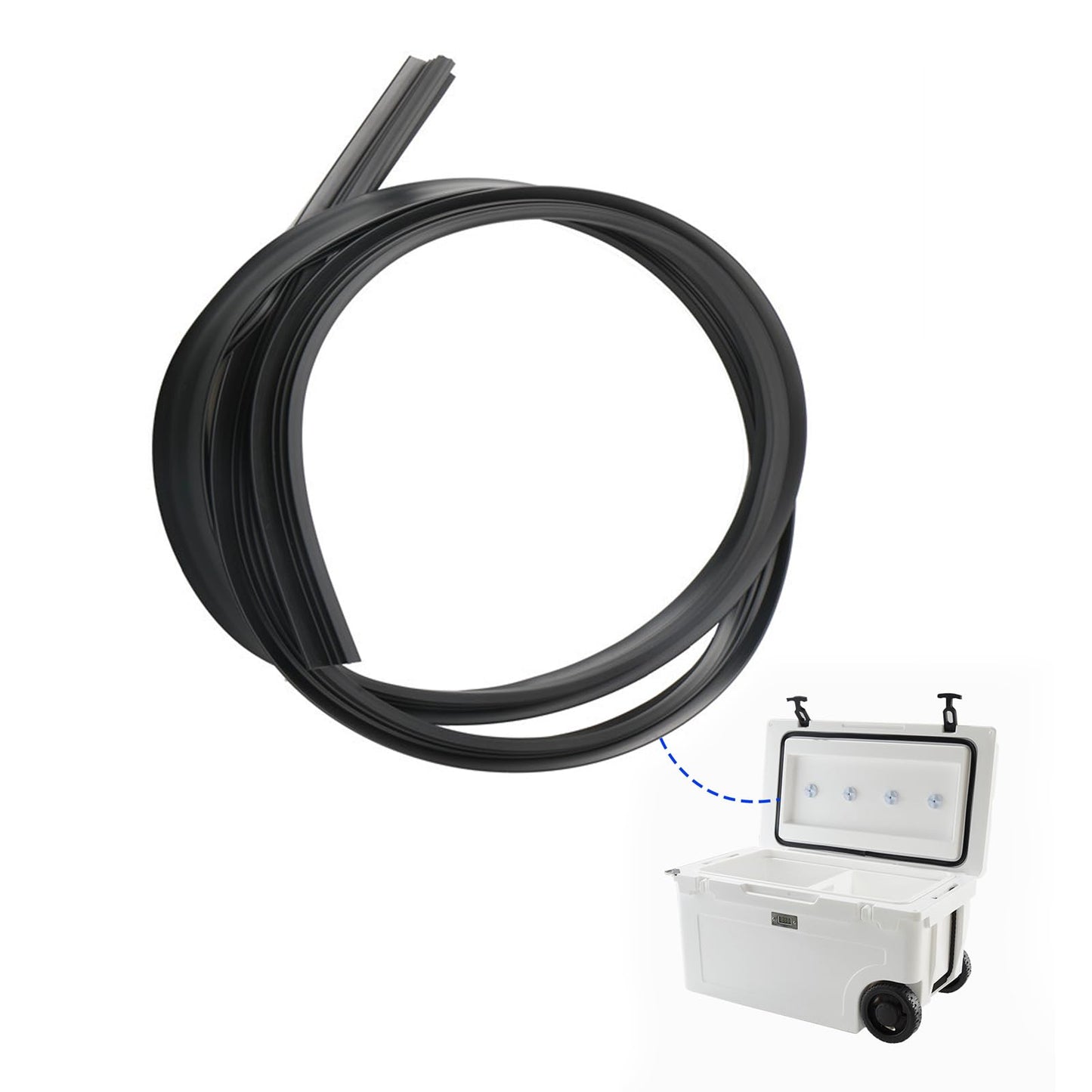 Silicone Cooler Lid Gasket for YETI Cooler 20qt, 45qt, 70qt, 110qt, Cooler Replacement Sealing Strip, Black, 8 Feet Cooer Accessories