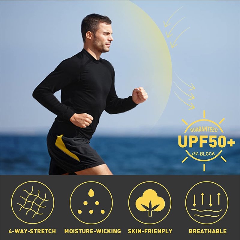 Men's UPF 50+ Sun Protection Long Sleeve T-Shirt, Blue, M