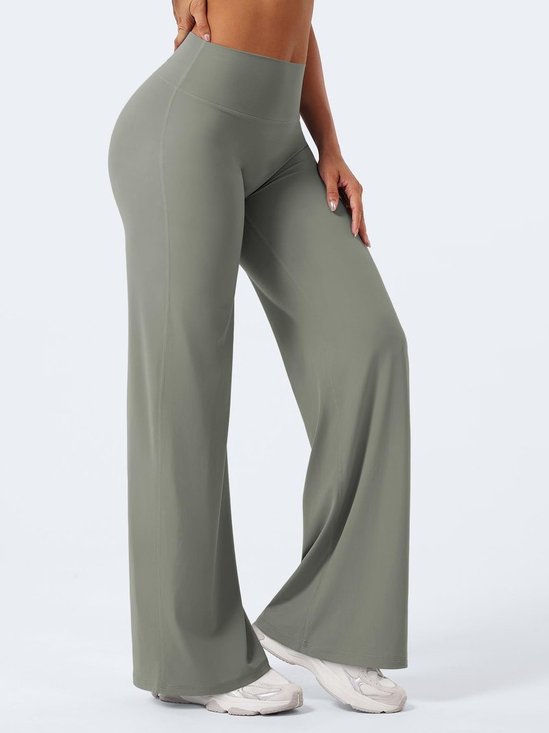 YEOREO Workout Leggings Womens No Front Seam Straight Leggings 31.5" High Waist Buttery Eddiy Gym Yoga Pants Gray Green XXS