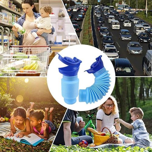 MEETYEHUA Portable Mini Outdoor Camping Travel Shrinkable Personal Mobile Toilet Bottle,Unisex Adjustable Emergency Urinal Portable Toilet for car 750ml (Blue)