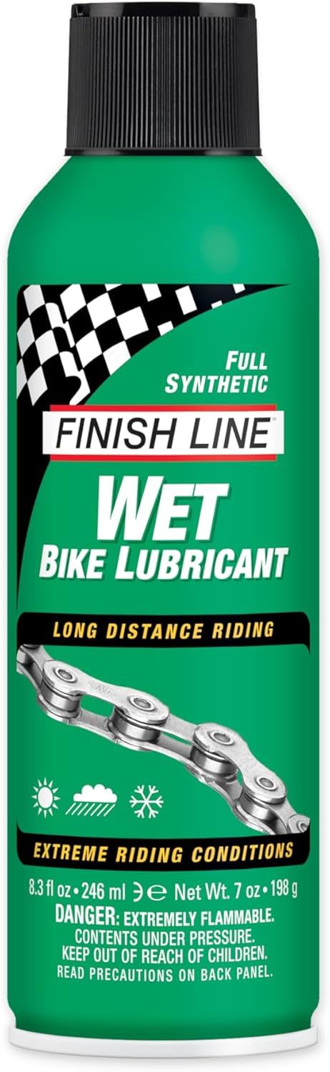 Finish Line WET Bicycle Chain Lube, 4-Ounce Drip Squeeze Bottle