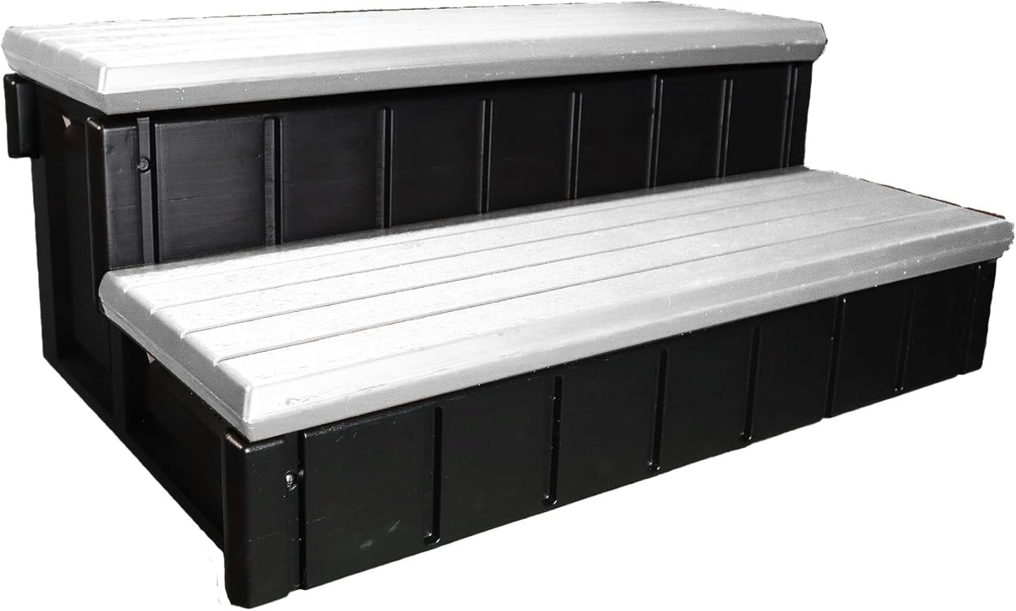 Confer Plastics Two Tier 36" Wide Deluxe Hot Tub Step. Non-Skid Spa Steps, Easy Installation, Sturdy, Long Lasting Upgrade to Your Space. Proudly Made in USA. - Espresso