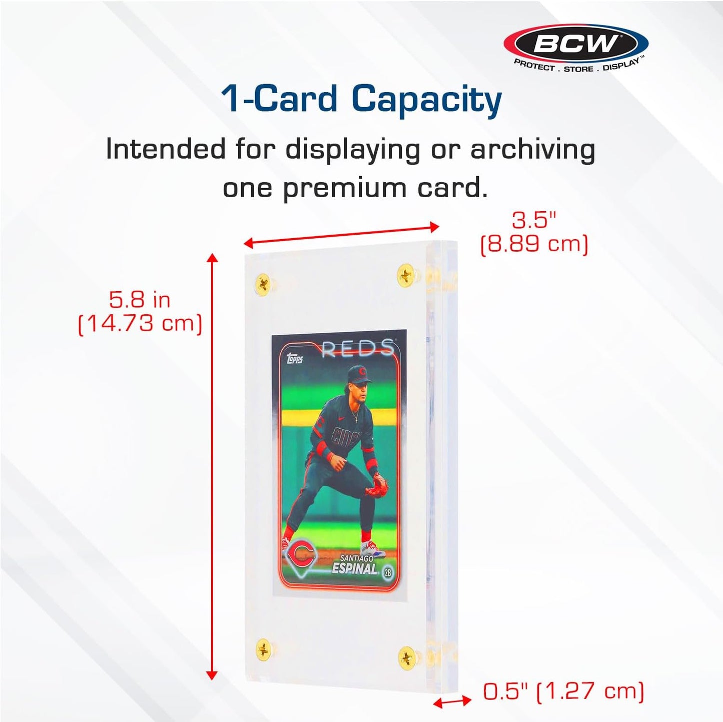 BCW 1/2 Inch Acrylic Card Holder - 1 Pack | Crystal Clear Protection Display Case for Trading Cards