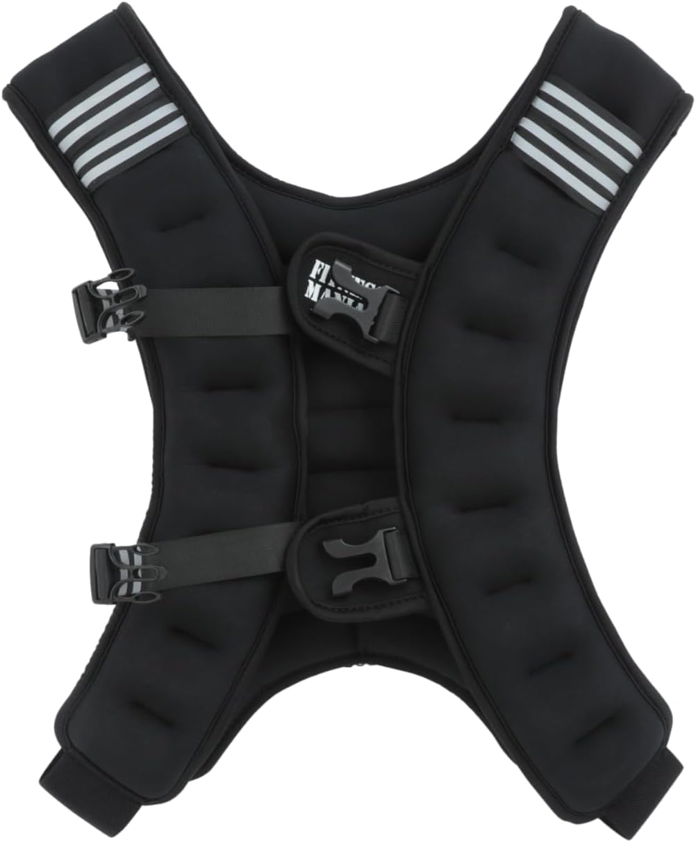 FITNESS MANIAC USA Weighted Vest, 10lb/12lb/15lb/20lb Weight Vest with Reflective Stripe for Workout, Strength Training, Running, Fitness, Muscle Building, Weight Loss, Weightlifting