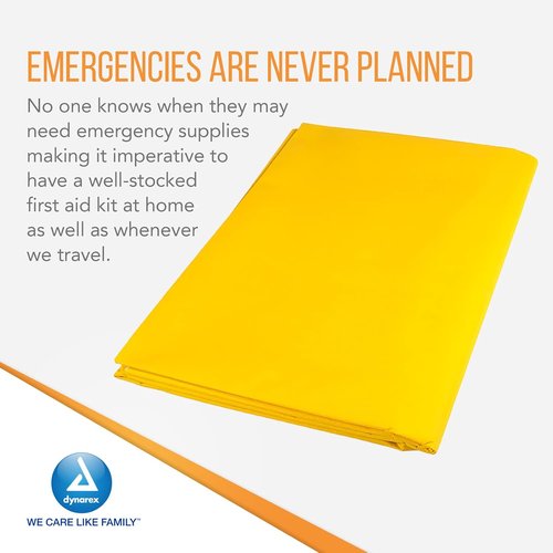 Dynarex Emergency Highway Blanket - Premium, Disposable and Water Repellent, Provides Full Coverage, Highly Visible for Safety, Yellow, 54” x 80”- 1 Case of 25 Emergency Highway Blankets