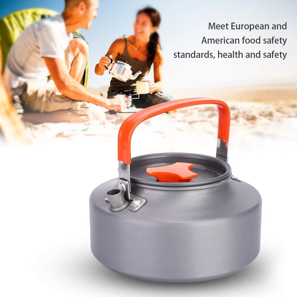 1.1L Camping Kettle, Portable Camping Coffee Tea Pot for Outdoor Hiking Kitchen Use (Orange)