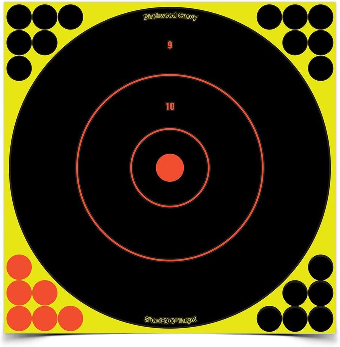 BIRCHWOOD CASEY Shoot-N-C 12" Bull's-Eye Reactive Targets - Highly Visible Instant Feedback Self-Adhesive Shooting Targets with Repair Pasters - for All Guns & Calibers