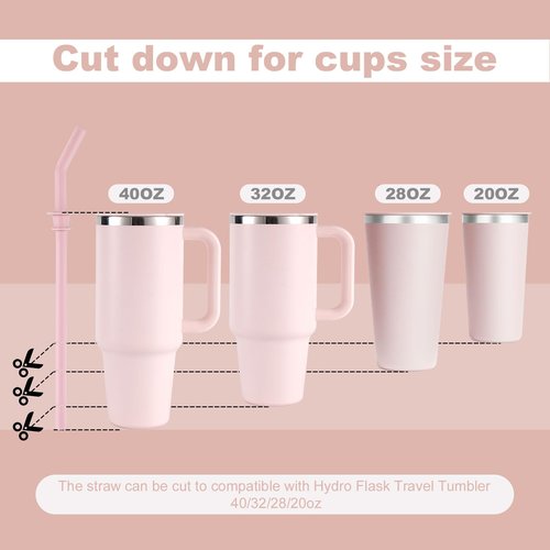 5pcs Replacement Straw for Hydro Flask Travel Tumbler 40/32/28/20oz, Reusable BPA Free Silicone Straws and Cleaning Brush for Hydroflask Water Bottle Accessories Parts (5 Colors)