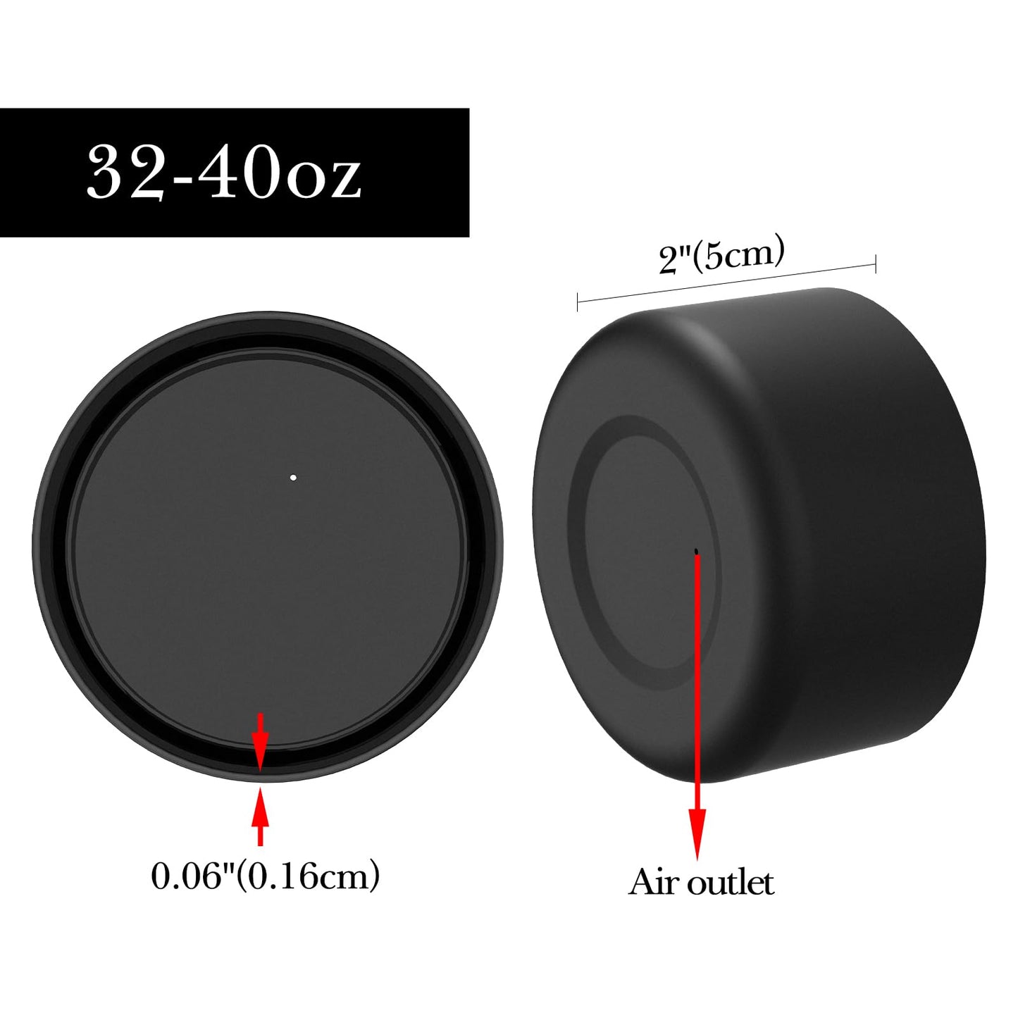 Linkidea Water Bottle Boot Compatible with Hydro Flask Wide Mouth Flex Cap/Straw Lid/Chug Cap 32oz/40oz, Silicone Bottle Bottom Sleeve Cover Protector, Bottle Bumper (Black / 2 Pack)
