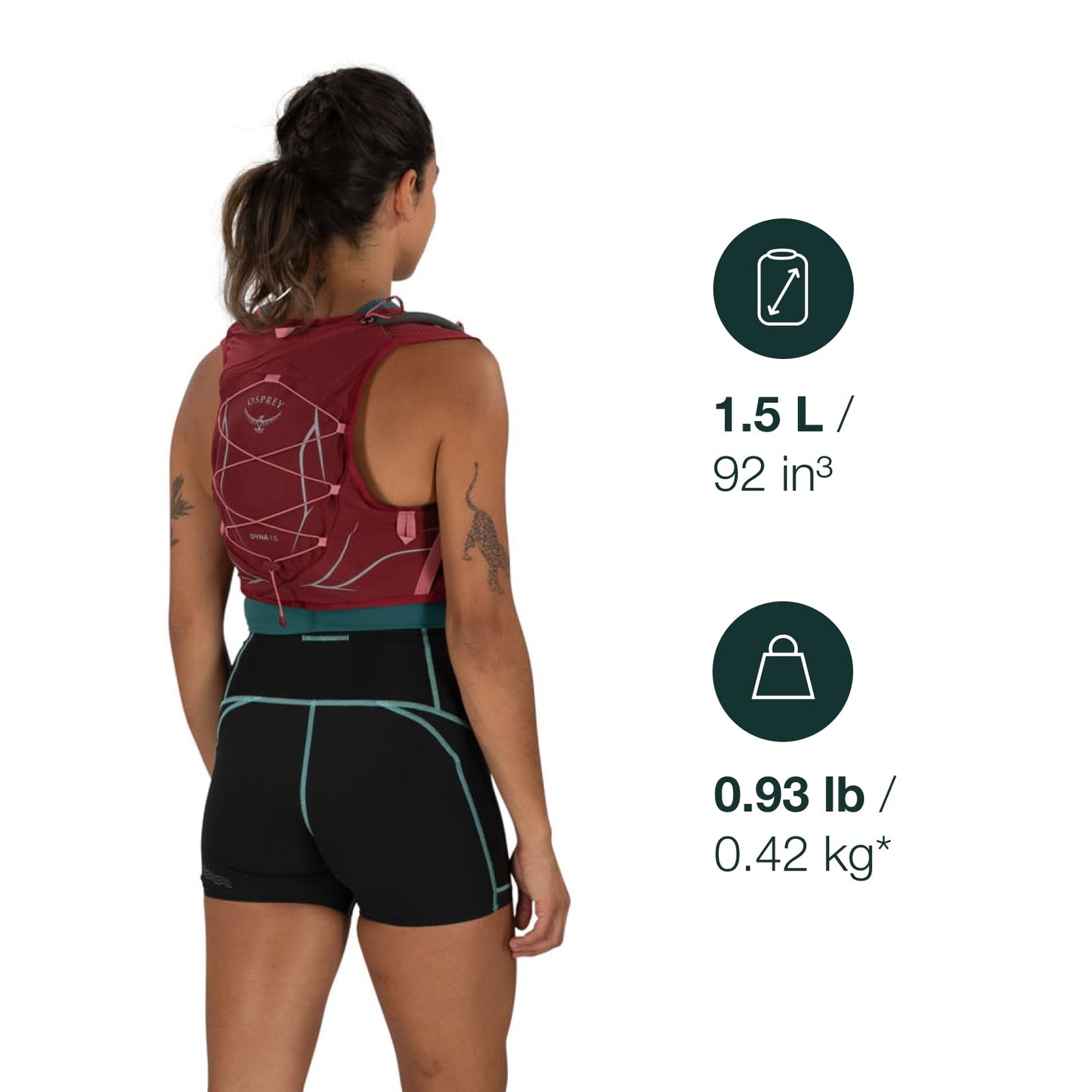 Osprey Dyna 1.5L Women's Running Hydration Vest with Hydraulics Reservoir, Kakio Pink, Medium