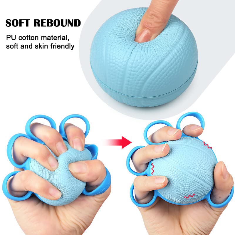 Finger Exercise Ball, Grip Ball Hand Therapy Squeeze Relief Stress Ball Strengthener, Hand Grip Strength Trainer for Exercise and Physical Therapy (Blue)