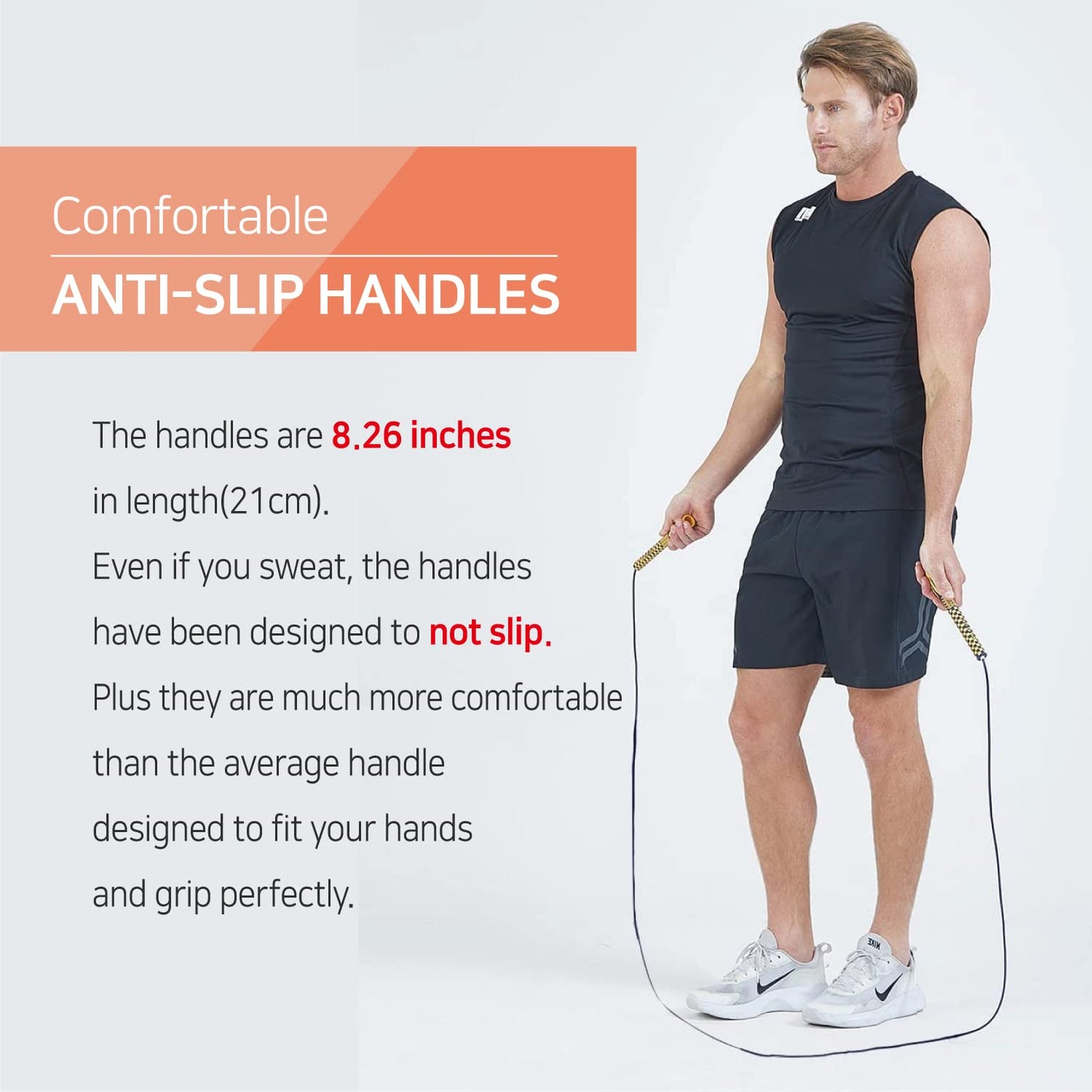 Speed Exercise Jump Rope for Men and Women - Skipping Jumping Rope for Fitness Training Workout for Adults - Great for Cardio, Boxing, CrossFit (Special Luxury, KA-220, Made in Korea) Navy-Yellow
