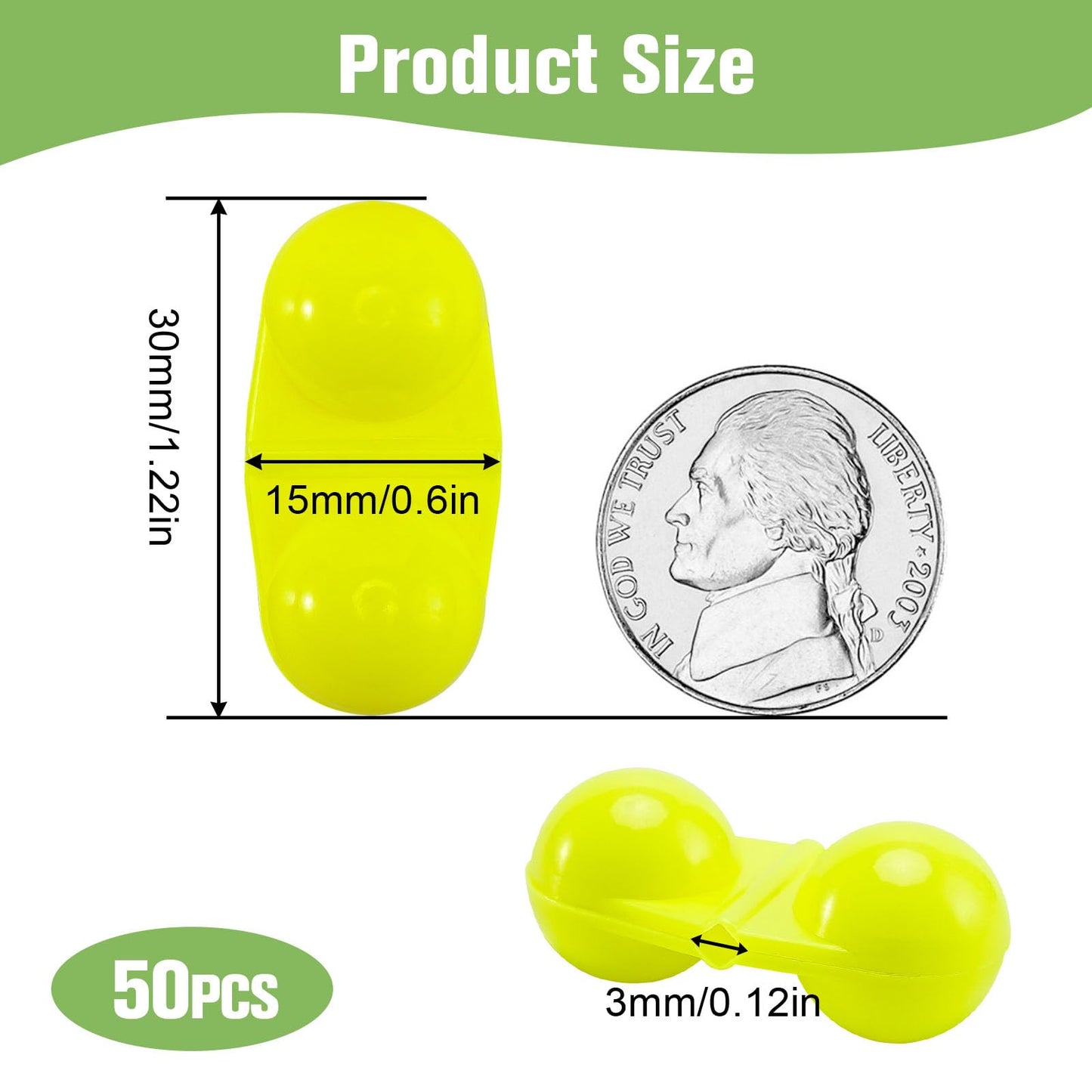 50 PCS Fishing Double Rattles Beads, Catfish Rattles for Fishing, Plastic Fishing Bead Fishing Bells Rattle Floater Rig Beads for Catfish (Colorful)