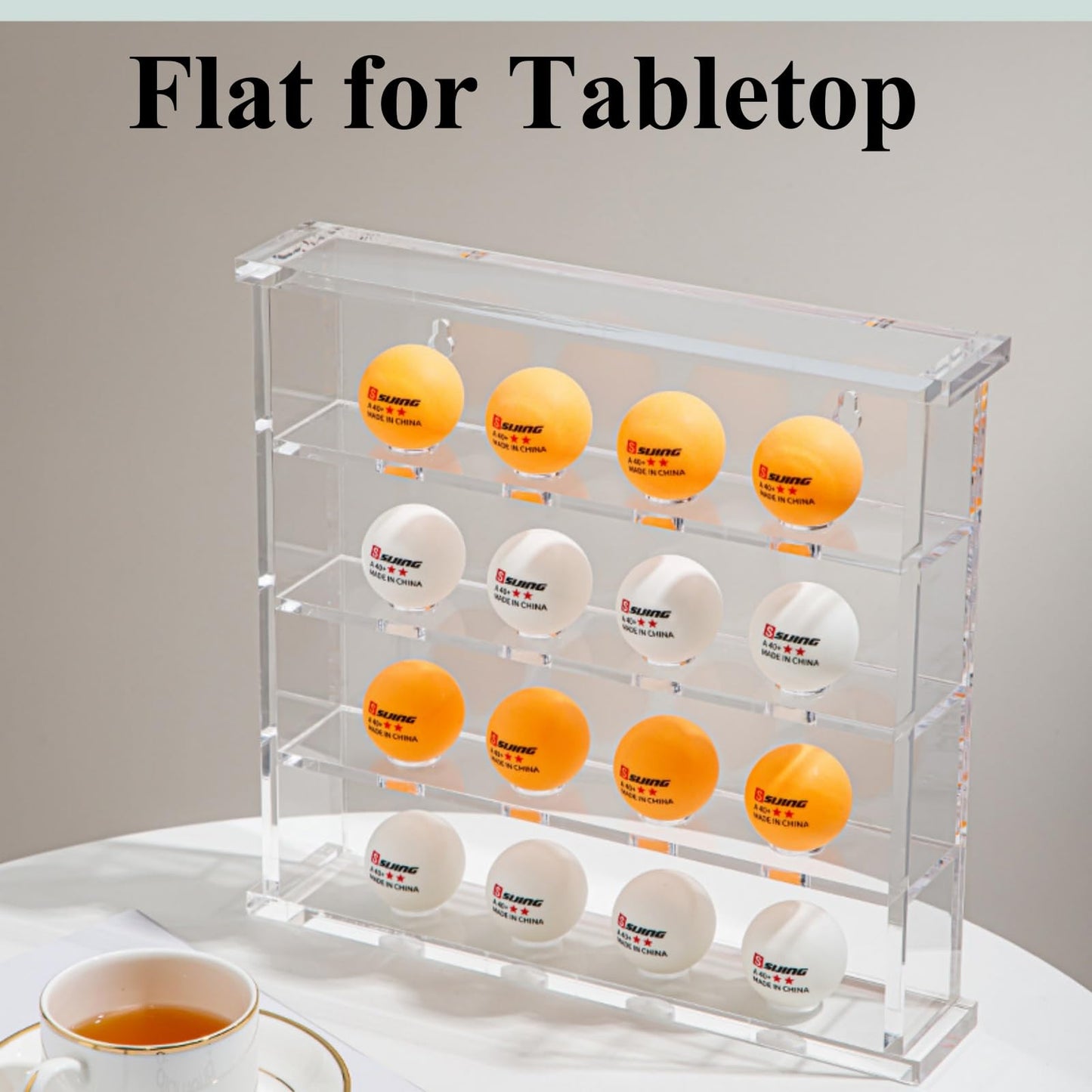 2 Packs 5-Layer Acrylic Golf Ball Display Case Wall Mount Table Tennis Ball Display Shadow Box Holds 20 Balls