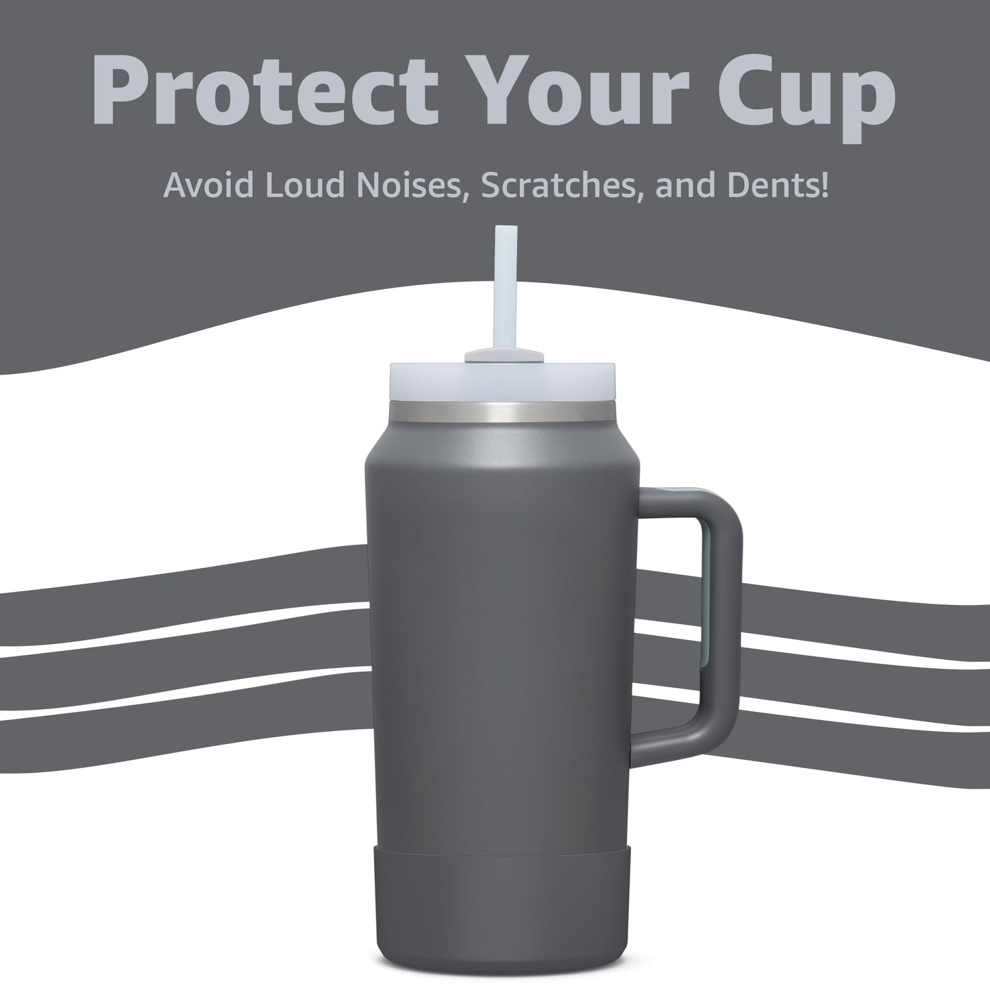 Jmoe USA Boot for 64oz Stanley Quencher H2.0 FlowState Tumbler With Handle | BPA Free Silicone | Sleeve Protector for Bottom of Cup | Protects Against Dents & Scratches (Charcoal)